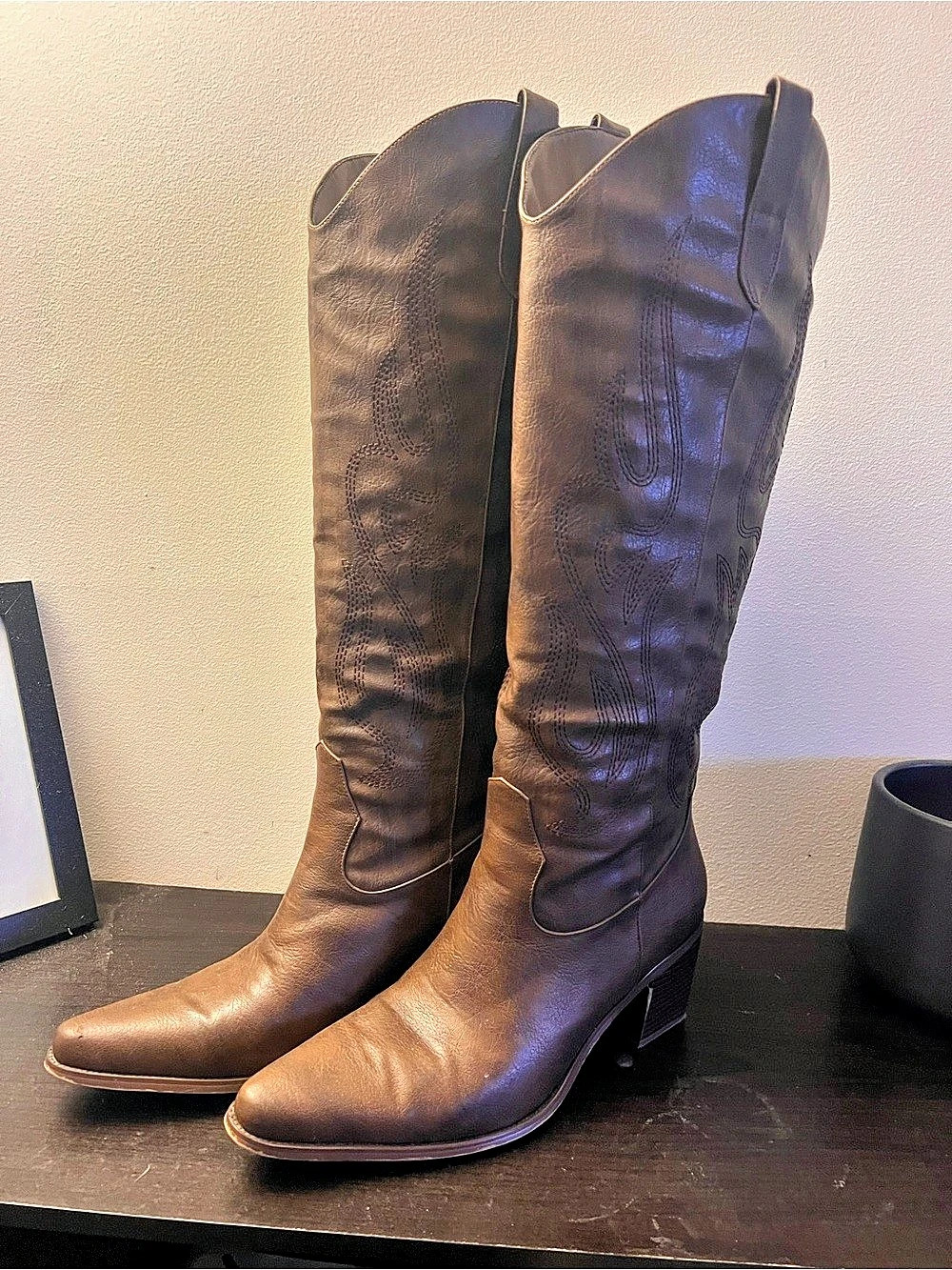 Brown Cowboy Heeled Boots